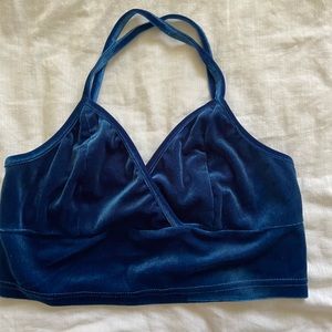 Blue velvet criss cross top!!